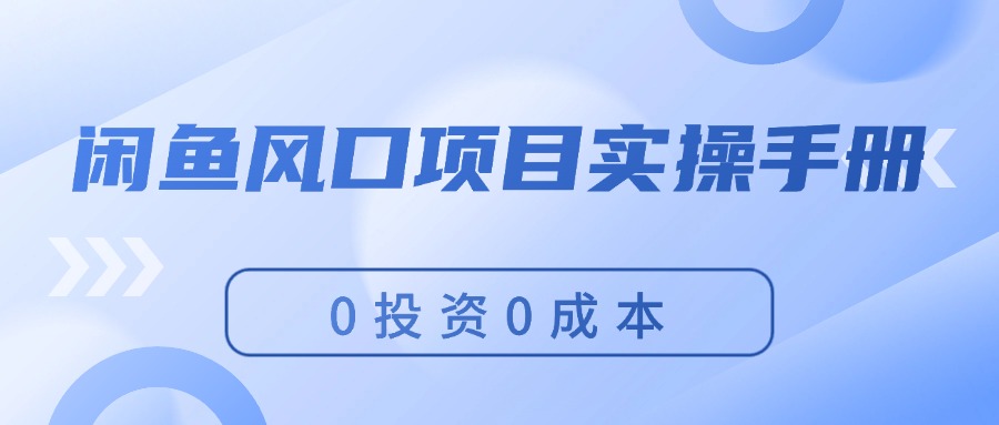 （11923期）闲鱼风口项目实操手册，0投资0成本，让你做到，月入过万，新手可做-木木创业基地项目网