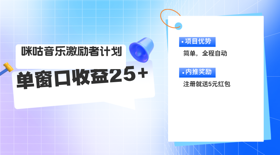 （11942期）咪咕激励者计划，单窗口收益20~25，可矩阵操作-木木创业基地项目网