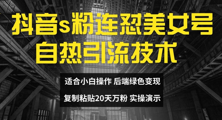 抖音s粉连怼美女号自热引流技术复制粘贴，20天万粉账号，无需实名制，矩阵操作-木木创业基地项目网