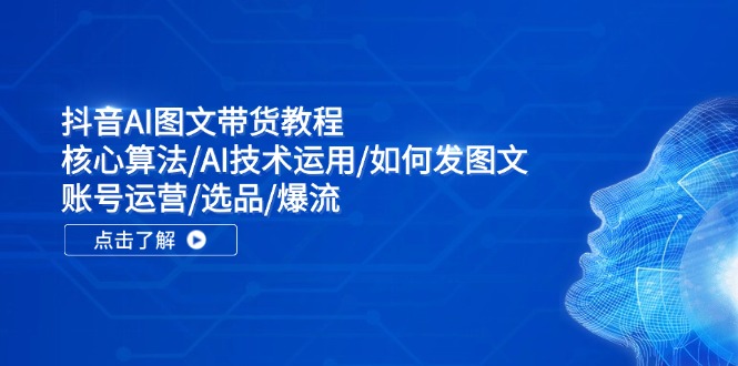 （11958期）抖音AI图文带货教程：核心算法/AI技术运用/如何发图文/账号运营/选品/爆流-木木创业基地项目网