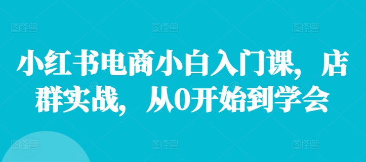 小红书电商小白入门课，店群实战，从0开始到学会-木木创业基地项目网