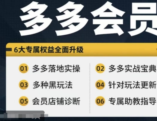 拼多多会员，拼多多实战宝典+实战落地实操，从新手到高阶内容全面覆盖-木木创业基地项目网