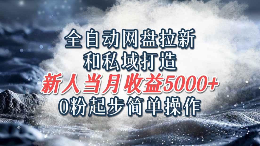 全自动网盘拉新和私域打造，0粉起步简单操作，新人入门当月收益5000以上-木木创业基地项目网