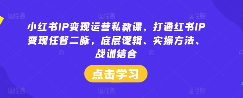 小红书IP变现运营私教课，打通红书IP变现任督二脉，底层逻辑、实操方法、战训结合-木木创业基地项目网