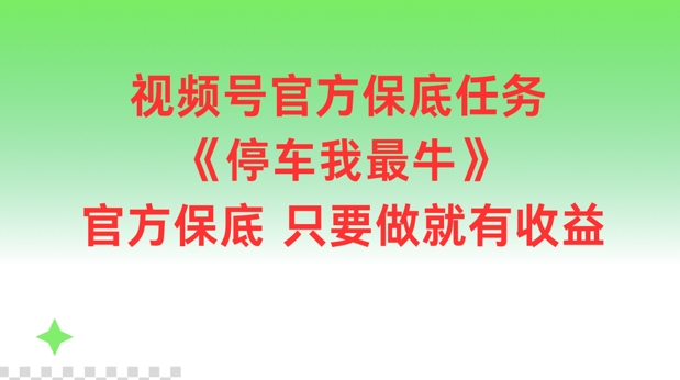 视频号官方保底任务，停车我最牛，官方保底只要做就有收益-木木创业基地项目网