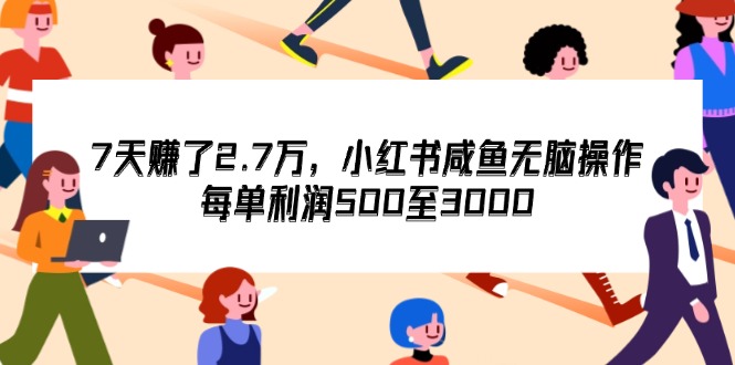 （12192期）7天收了2.7万，小红书咸鱼无脑操作，每单利润500至3000-木木创业基地项目网