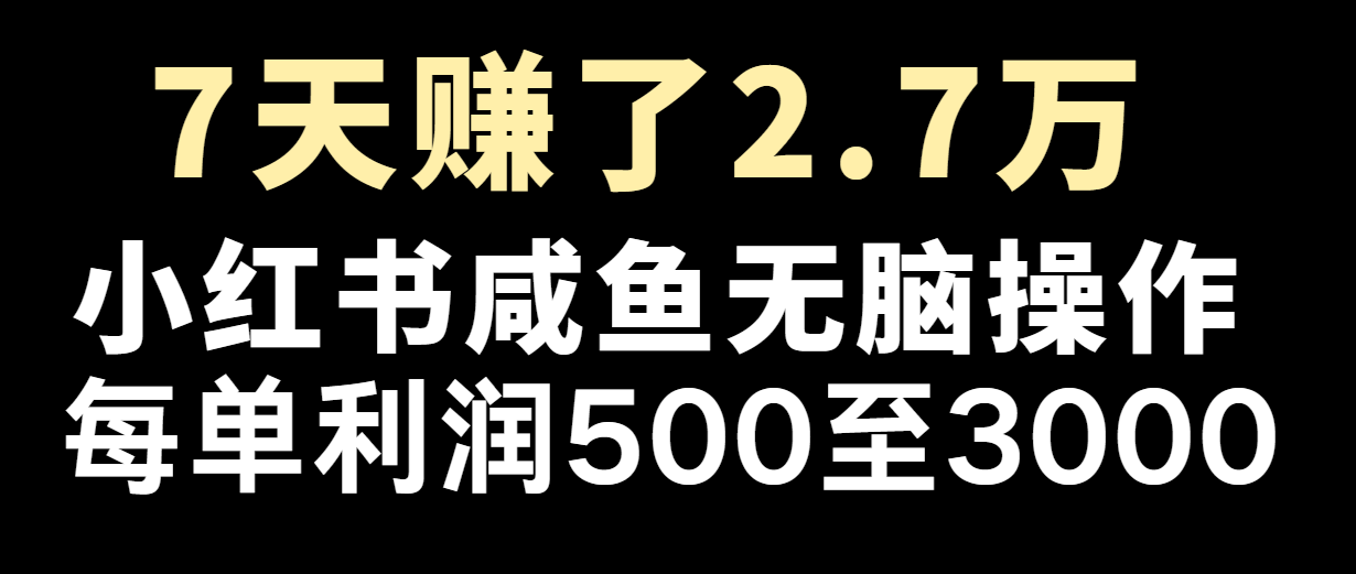 七天赚了2.7万！每单利润最少500+，轻松月入5万+小白有手就行-木木创业基地项目网