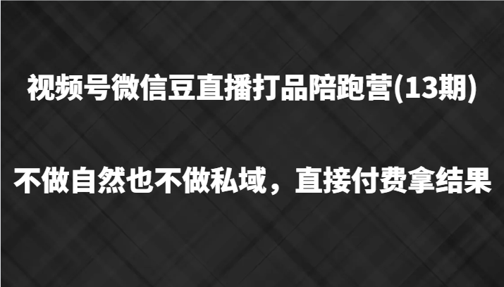 视频号微信豆直播打品陪跑(13期)，不做不自然流不做私域，直接付费拿结果-木木创业基地项目网