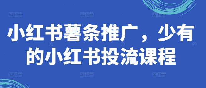 小红书薯条推广，少有的小红书投流课程-木木创业基地项目网