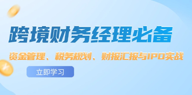 （12323期）跨境 财务经理必备：资金管理、税务规划、财报汇报与IPO实战-木木创业基地项目网