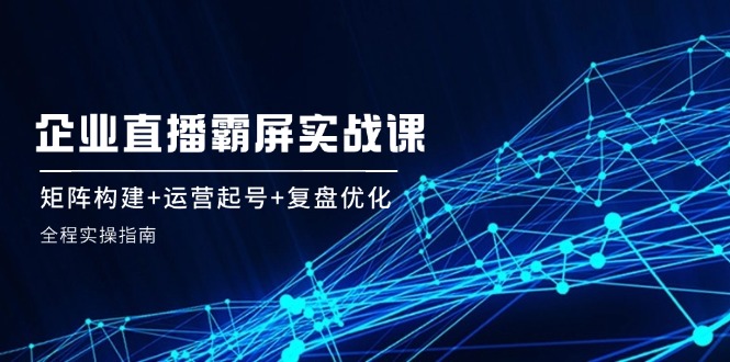 （12338期）企 业 直 播 霸 屏实战课：矩阵构建+运营起号+复盘优化，全程实操指南-木木创业基地项目网