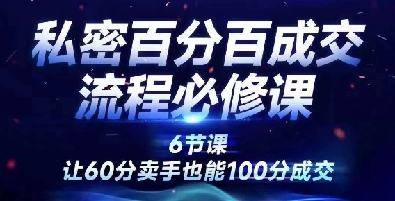 私密百分百成交流程线上训练营，绝对成交，让60分卖手也能100分成交-木木创业基地项目网