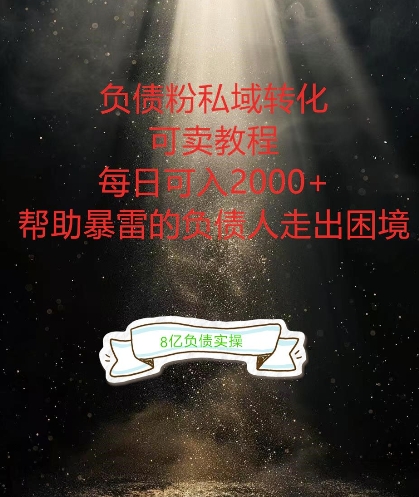 负债粉掘金计划，帮助负债者解决问题，债务规划，债务重组，最好的变现方式-木木创业基地项目网