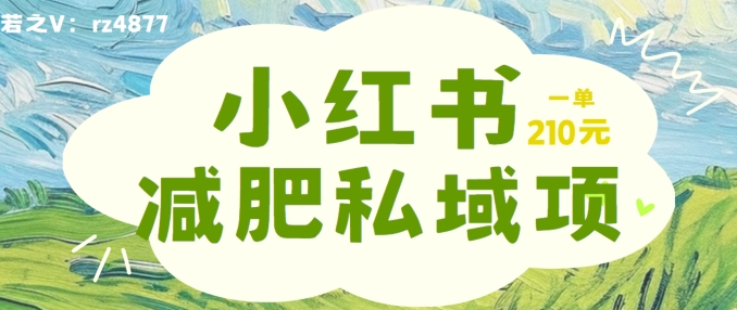 小红书减肥粉，私域变现项目，一单就达210元，小白也能轻松上手-木木创业基地项目网