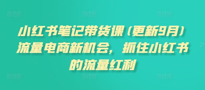 小红书笔记带货课(更新9月)流量电商新机会，抓住小红书的流量红利-木木创业基地项目网