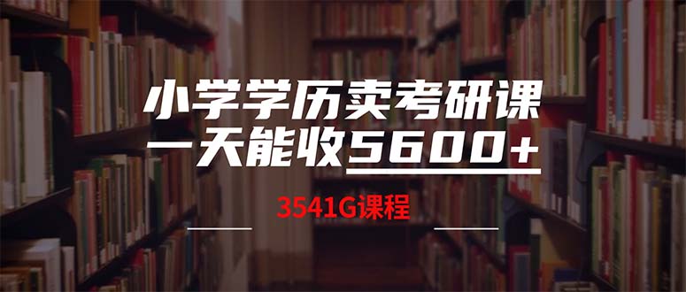 （12556期）小学学历卖考研课程，一天收5600（附3580G考研合集）-木木创业基地项目网