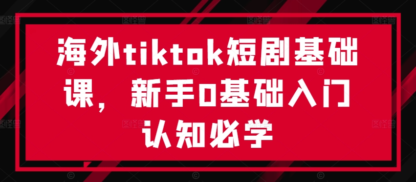 海外tiktok短剧基础课，新手0基础入门认知必学-木木创业基地项目网