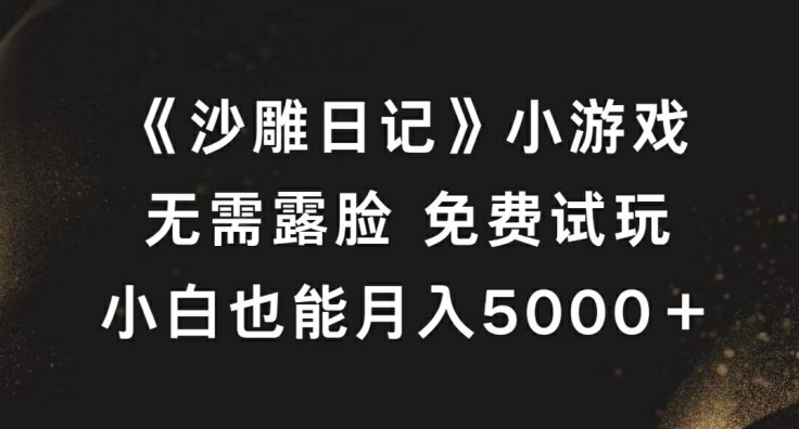 《沙雕日记》小游戏，无需露脸免费试玩，小白也能月入5000+-木木创业基地项目网