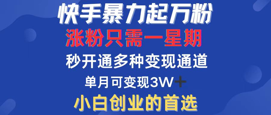 （12651期）快手暴力起万粉，涨粉只需一星期，多种变现模式，直接秒开万合，小白创…-木木创业基地项目网