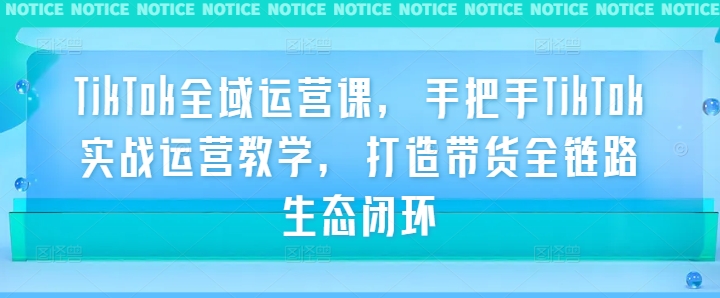 TikTok全域运营课，手把手TikTok实战运营教学，打造带货全链路生态闭环-木木创业基地项目网