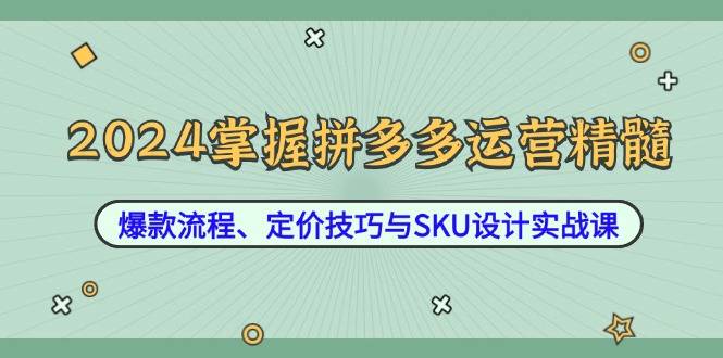 2024掌握拼多多运营精髓：爆款流程、定价技巧与SKU设计实战课-木木创业基地项目网