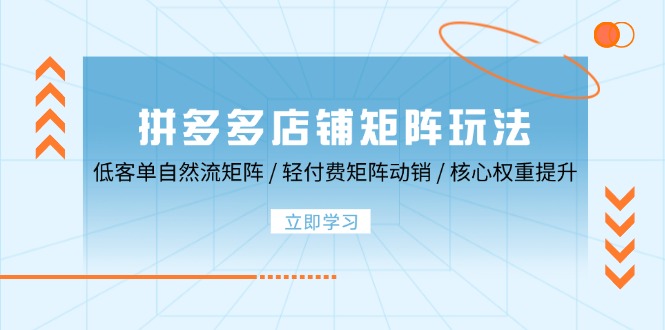 拼多多店铺矩阵玩法：低客单自然流矩阵 / 轻付费矩阵 动销 / 核心权重提升-木木创业基地项目网