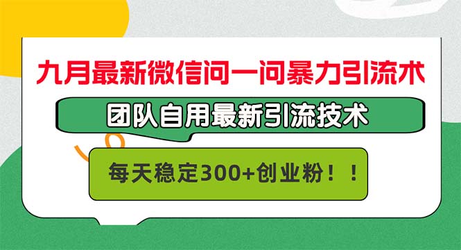 （12735期）九月最新微信问一问暴力引流术，团队自用引流术，每天稳定300+创…-木木创业基地项目网