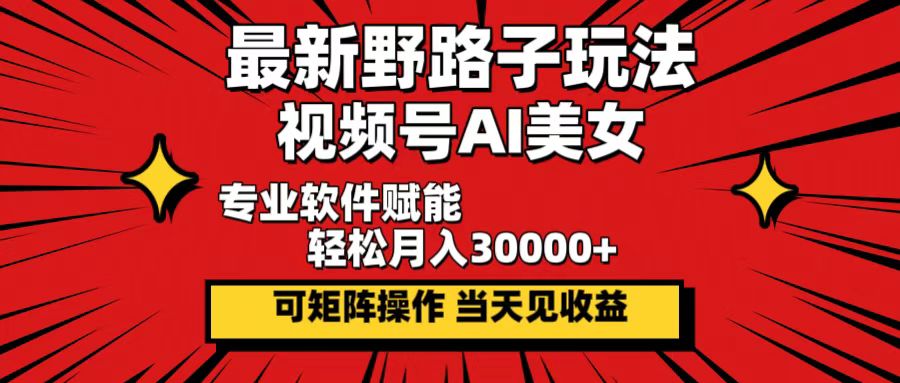 （12798期）最新野路子玩法，视频号AI美女，当天见收益，轻松月入30000＋-木木创业基地项目网