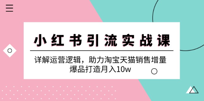 （12809期）小红书引流实战课：详解运营逻辑，助力淘宝天猫销售增量，爆品打造月入10w-木木创业基地项目网