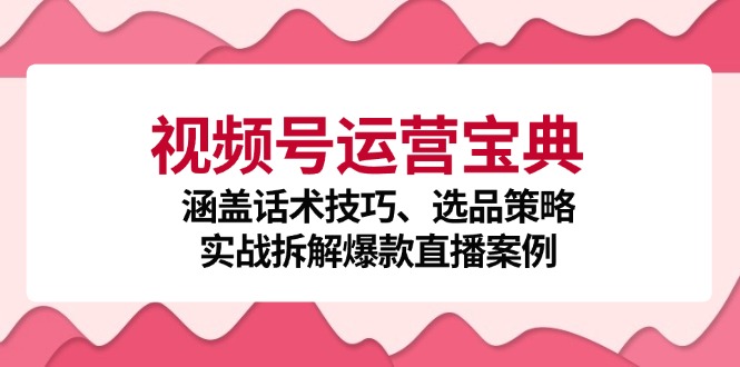 （12808期）视频号运营宝典：涵盖话术技巧、选品策略、实战拆解爆款直播案例-木木创业基地项目网