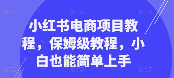 小红书电商项目教程，保姆级教程，小白也能简单上手-木木创业基地项目网