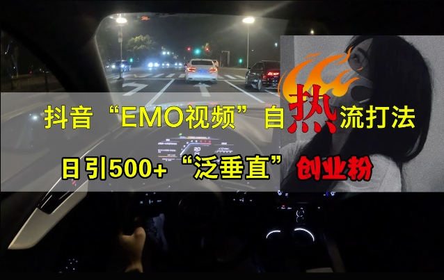 抖音EMO视频自热打法，日引500+“泛垂直”创业粉-木木创业基地项目网