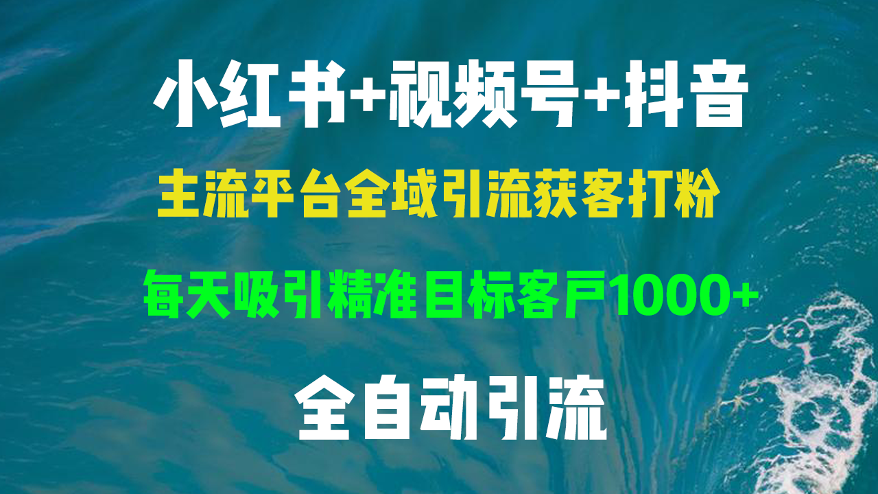 （13104期）小红书，视频号，抖音主流平台全域引流获客打粉，每天吸引精准目标客户…-木木创业基地项目网