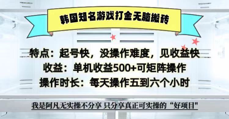 全网首发海外知名游戏打金无脑搬砖单机收益500+  即做！即赚！当天见收益！-木木创业基地项目网