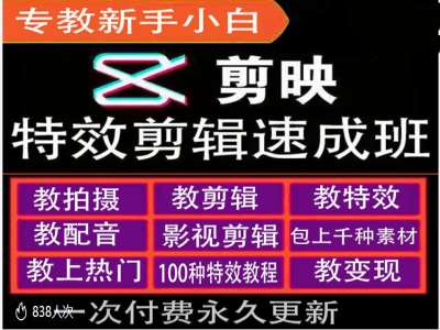 剪映特效教程和运营变现教程，特效剪辑速成班，专教新手小白-木木创业基地项目网