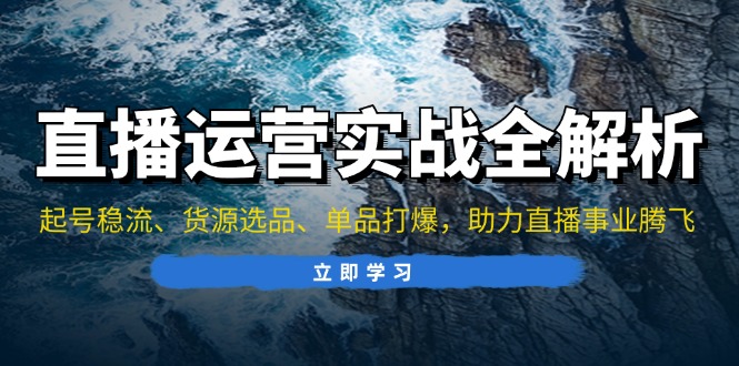 （13294期）直播运营实战全解析：起号稳流、货源选品、单品打爆，助力直播事业腾飞-木木创业基地项目网