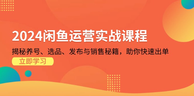 （13290期）2024闲鱼运营实战课程：揭秘养号、选品、发布与销售秘籍，助你快速出单-木木创业基地项目网