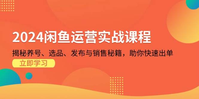 2024闲鱼运营实战课程：揭秘养号、选品、发布与销售秘籍，助你快速出单-木木创业基地项目网