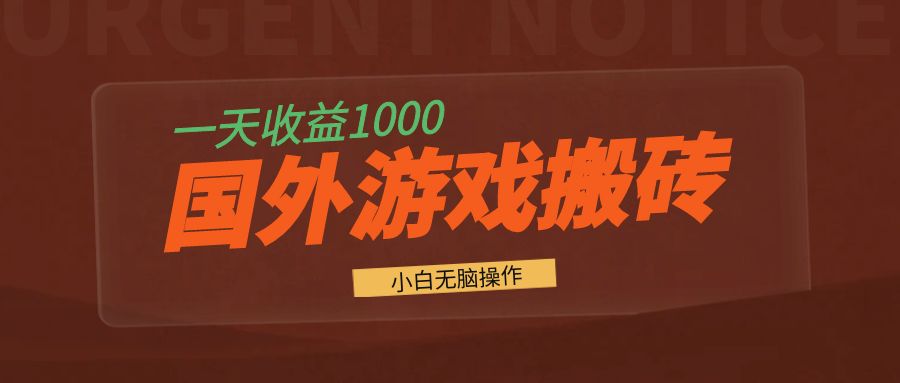 （13321期）国外游戏全自动搬砖，一天收益1000+ 小白无脑操作-木木创业基地项目网