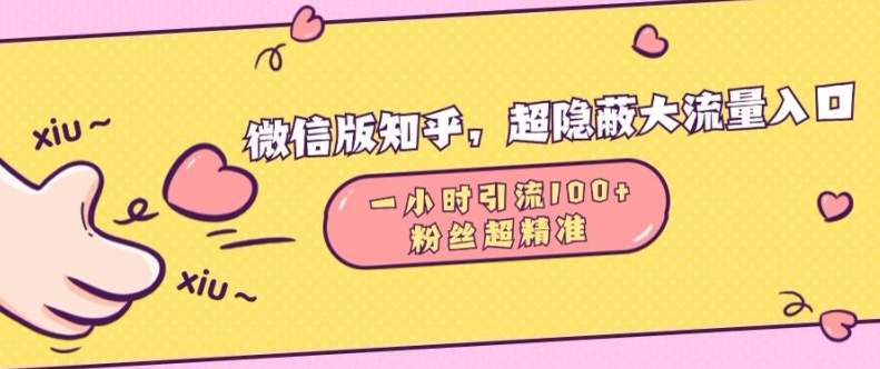 微信版知乎，超隐蔽流量入口1小时引流100人，粉丝质量超高-木木创业基地项目网