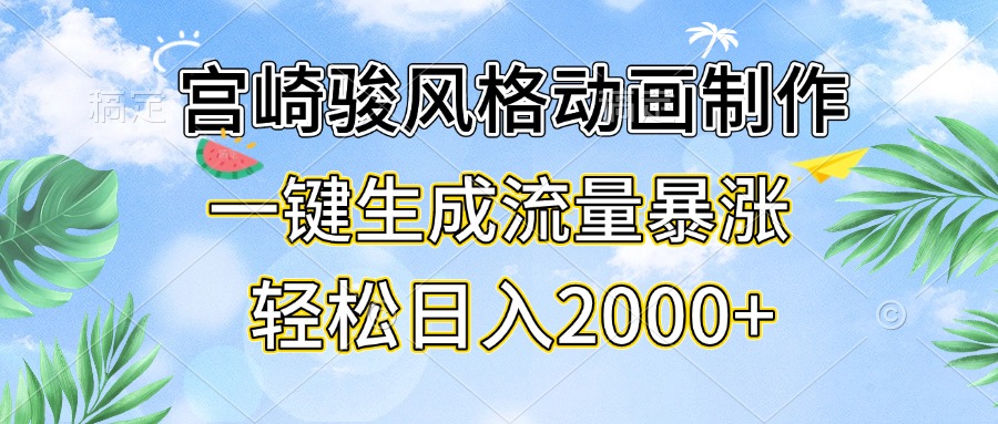 （13386期）宫崎骏风格动画制作，一键生成流量暴涨，轻松日入2000+-木木创业基地项目网