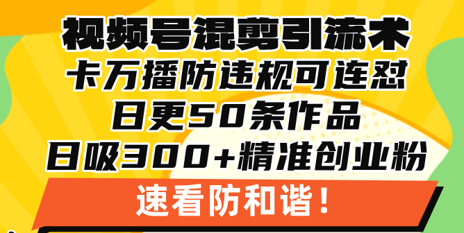 （13400期）视频号混剪引流技术，500万播放引流17000创业粉，操作简单当天学会-木木创业基地项目网