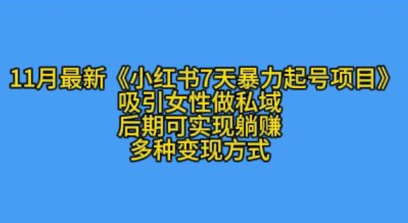 K总部落11月最新小红书7天暴力起号项目，吸引女性做私域-木木创业基地项目网