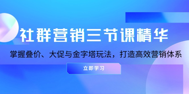 （13431期）社群营销三节课精华：掌握叠价、大促与金字塔玩法，打造高效营销体系-木木创业基地项目网