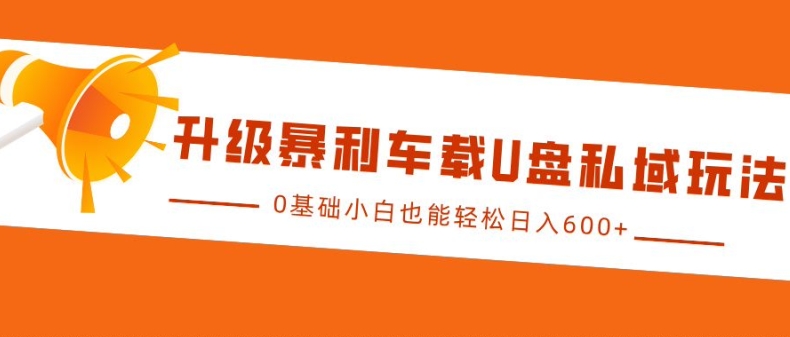 升级暴利车载U盘私域玩法，0基础小白也能轻松日入多张-木木创业基地项目网