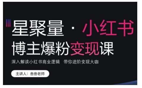 小红书博主爆粉变现课，深入解读小红书商业逻辑，带你进阶变现大咖-木木创业基地项目网