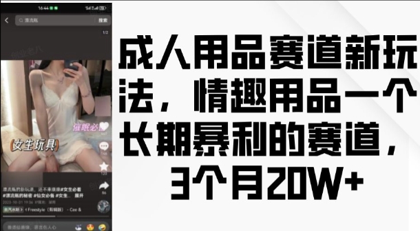 成人用品赛道新玩法，情趣用品一个长期暴利的赛道，3个月收益20个-木木创业基地项目网