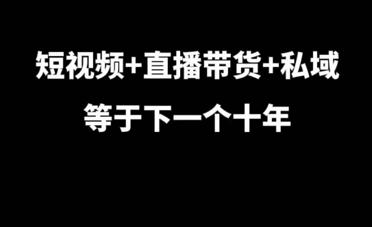 短视频+直播带货+私域等于下一个十年，大佬7年实战经验总结-木木创业基地项目网