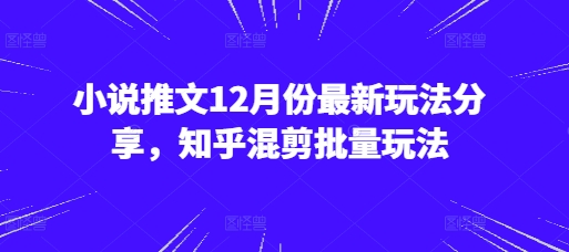 小说推文12月份最新玩法分享，知乎混剪批量玩法-木木创业基地项目网