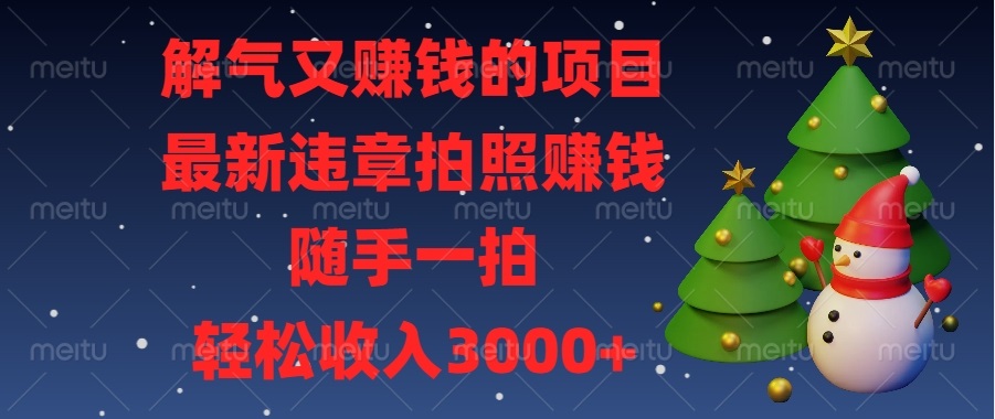 （13686期）解气又赚钱的项目，最新违章拍照赚钱，随手一拍，轻松收入3000+-木木创业基地项目网